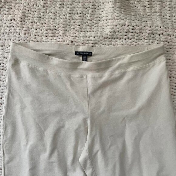 Eileen Fisher White Crepe Stretch Slim Ankle Pants - Size Medium - Picture 7 of 7